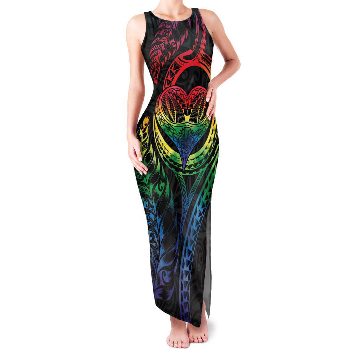 New Zealand Pride Family Matching Tank Maxi Dress and Hawaiian Shirt Takatapui Rainbow Fern