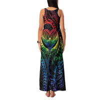 New Zealand Pride Family Matching Tank Maxi Dress and Hawaiian Shirt Takatapui Rainbow Fern