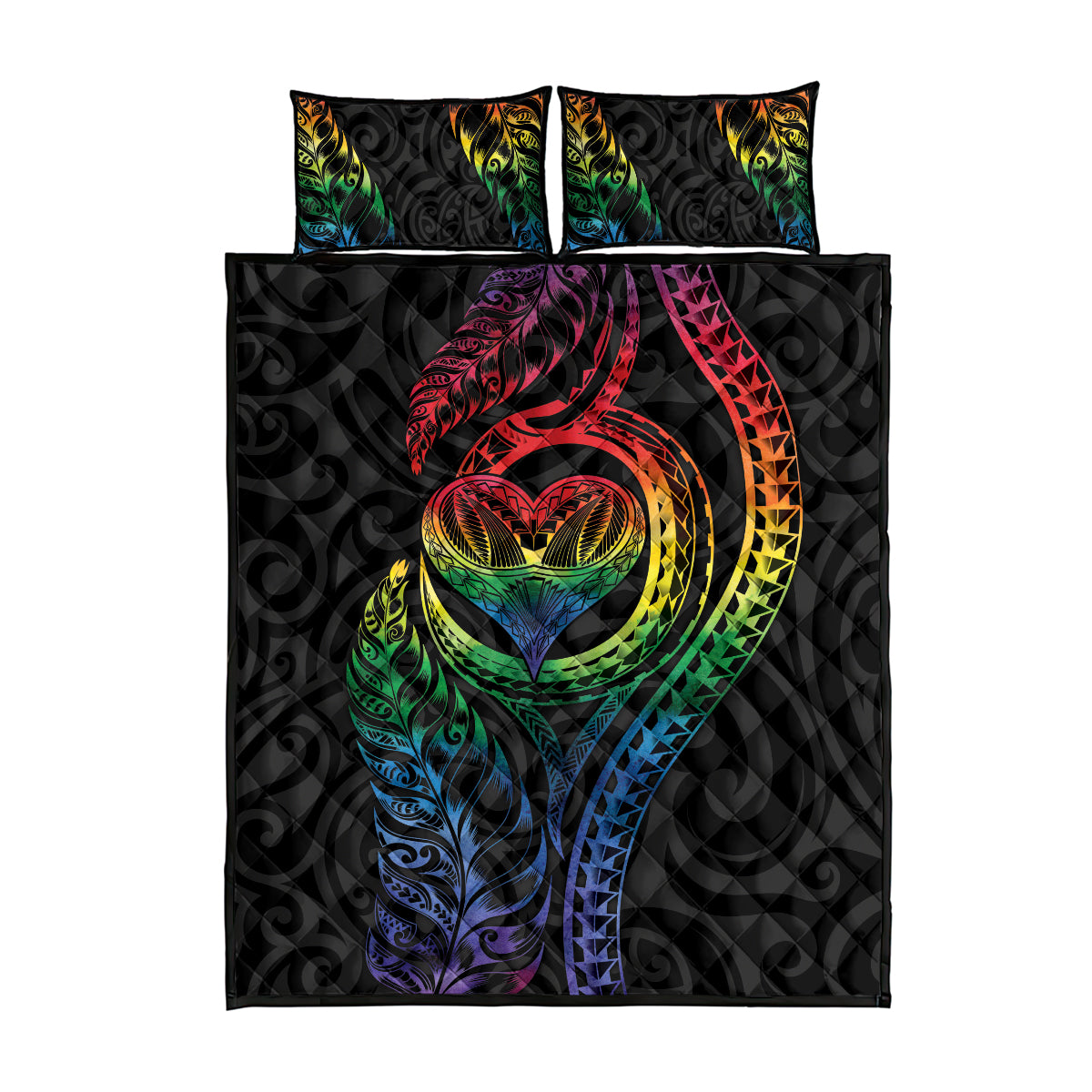New Zealand Pride Quilt Bed Set Takatapui Rainbow Fern