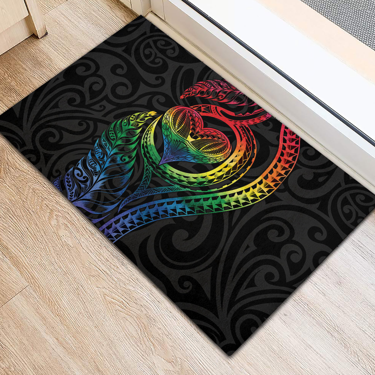 New Zealand Pride Rubber Doormat Takatapui Rainbow Fern