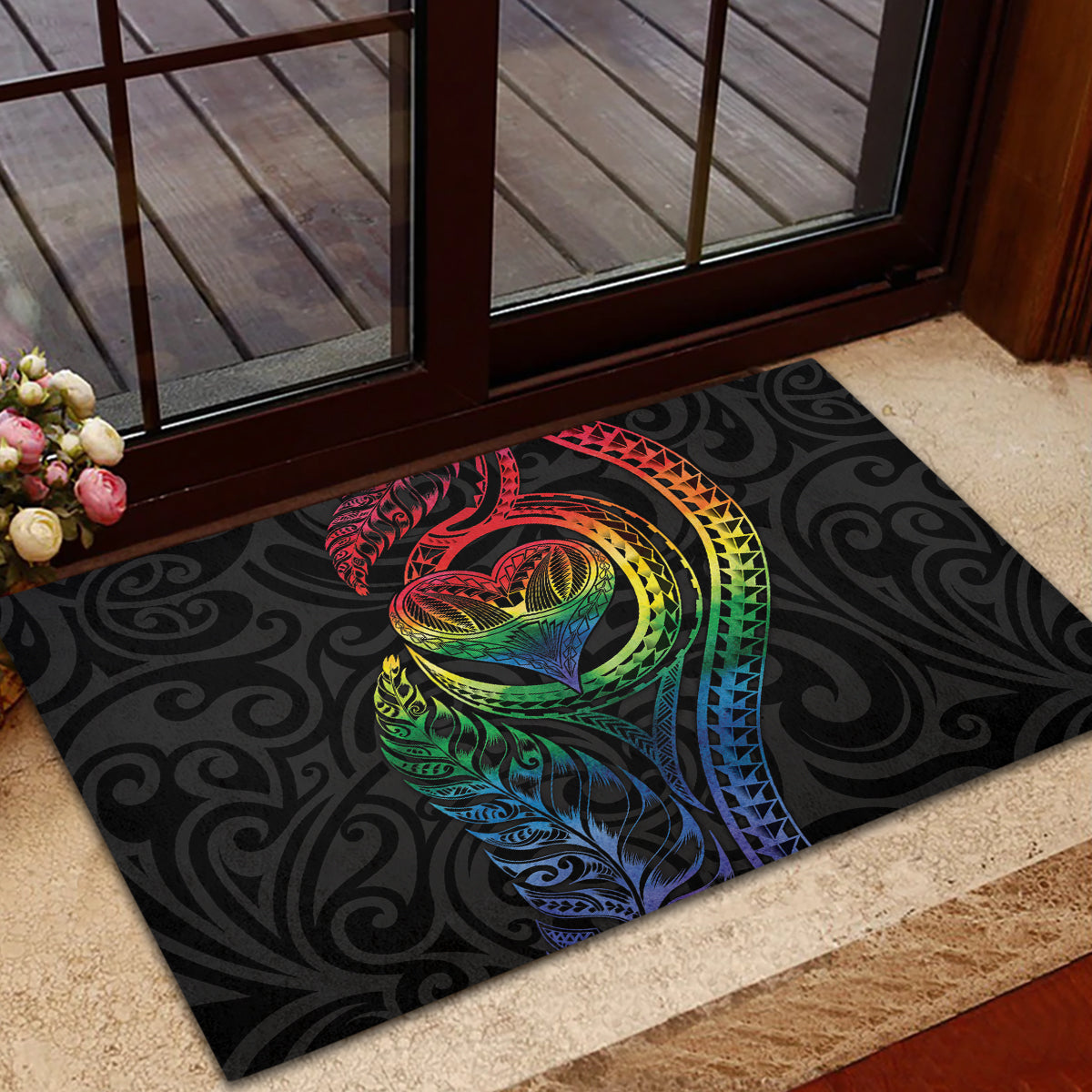 New Zealand Pride Rubber Doormat Takatapui Rainbow Fern
