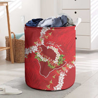 Hawaii Island Flowers Lei Laundry Basket Ohia Lehua Scarlet Red