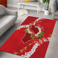 Hawaii Island Flowers Lei Area Rug Ohia Lehua Scarlet Red