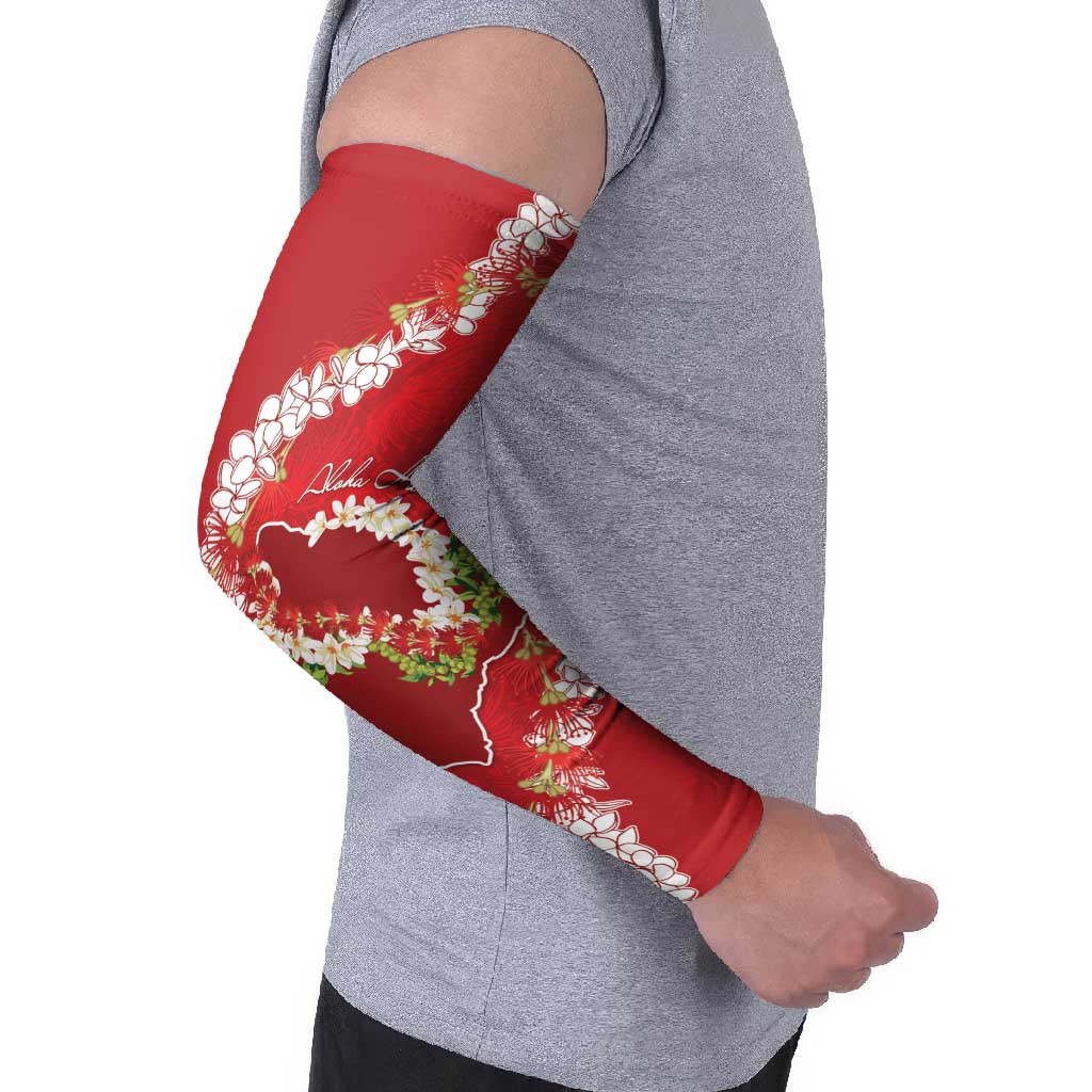 Hawaii Island Flowers Lei Arm Sleeves Ohia Lehua Scarlet Red