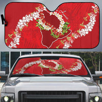 Hawaii Island Flowers Lei Auto Sun Shade Ohia Lehua Scarlet Red