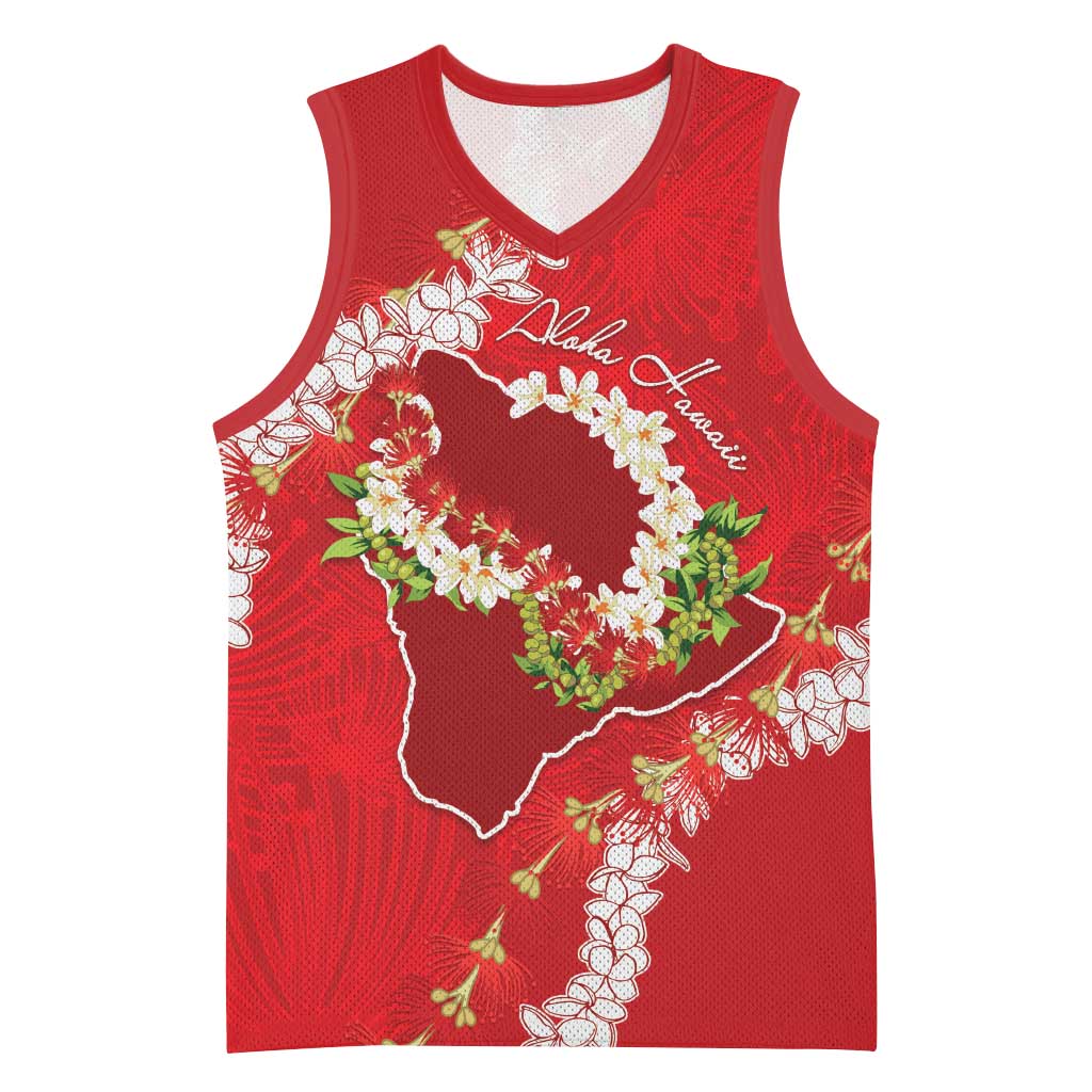 Hawaii Island Flowers Lei Basketball Jersey Ohia Lehua Scarlet Red