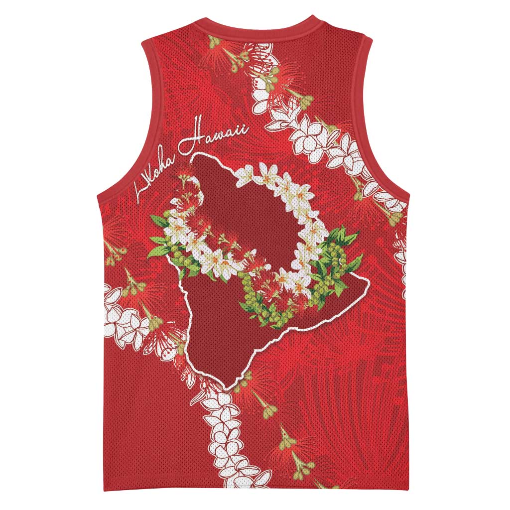 Hawaii Island Flowers Lei Basketball Jersey Ohia Lehua Scarlet Red