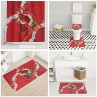 Hawaii Island Flowers Lei Bathroom Set Ohia Lehua Scarlet Red