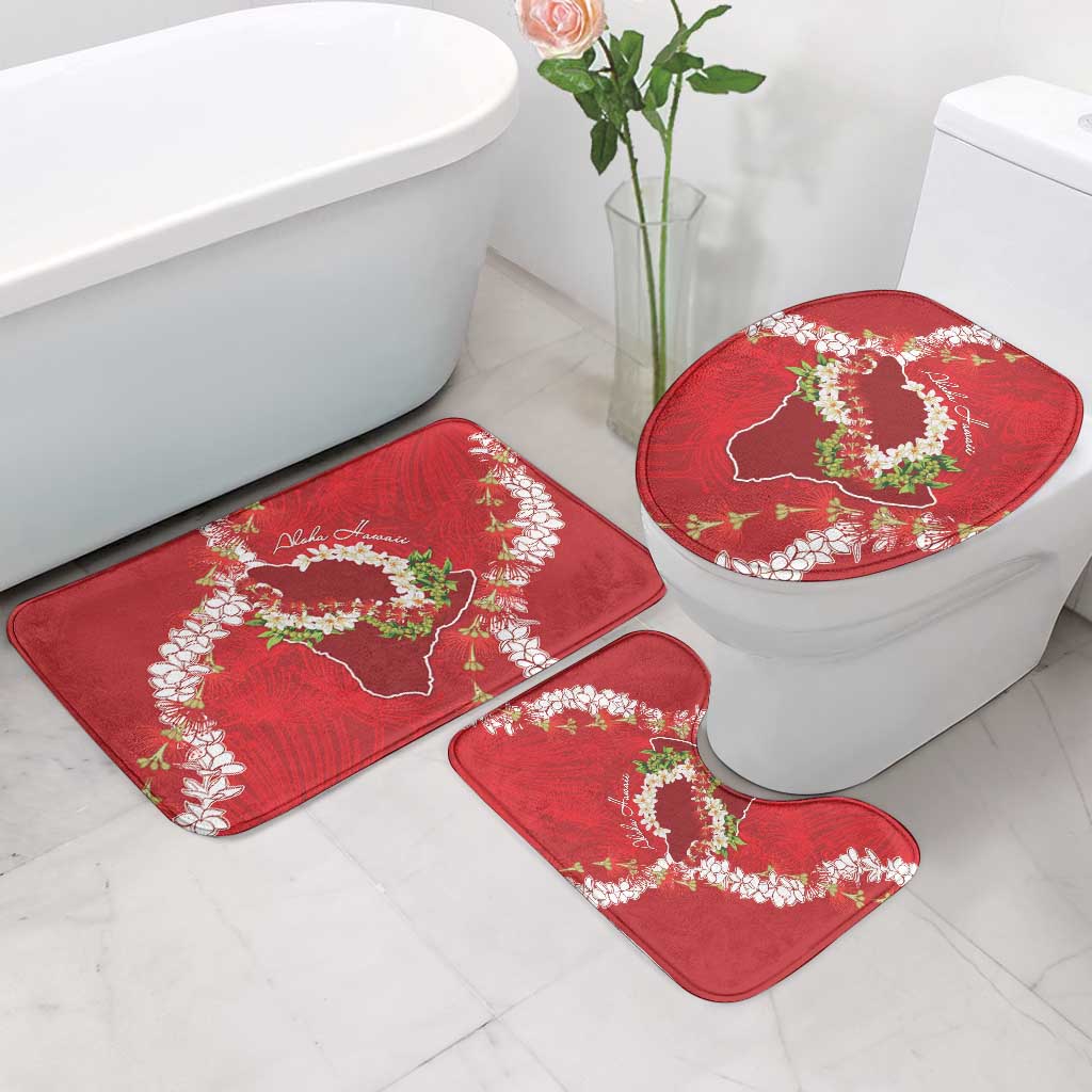 Hawaii Island Flowers Lei Bathroom Set Ohia Lehua Scarlet Red