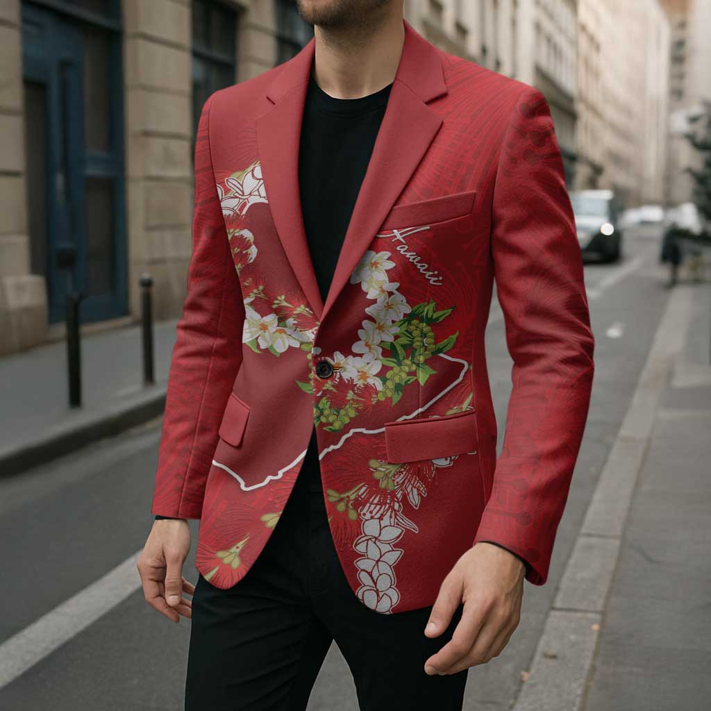 Hawaii Island Flowers Lei Blazer Ohia Lehua Scarlet Red