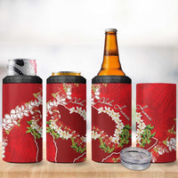 Hawaii Island Flowers Lei 4 in 1 Can Cooler Tumbler Ohia Lehua Scarlet Red