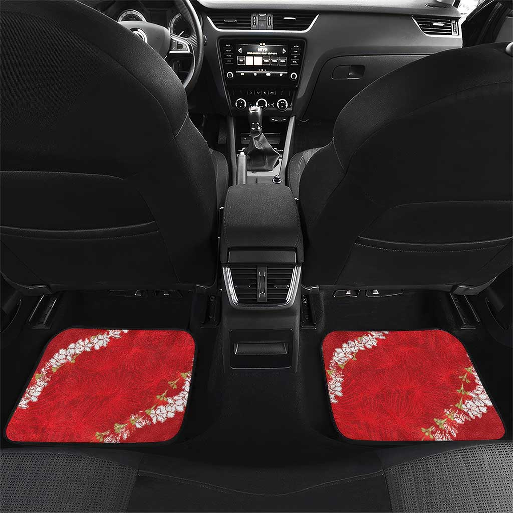 Hawaii Island Flowers Lei Car Mats Ohia Lehua Scarlet Red