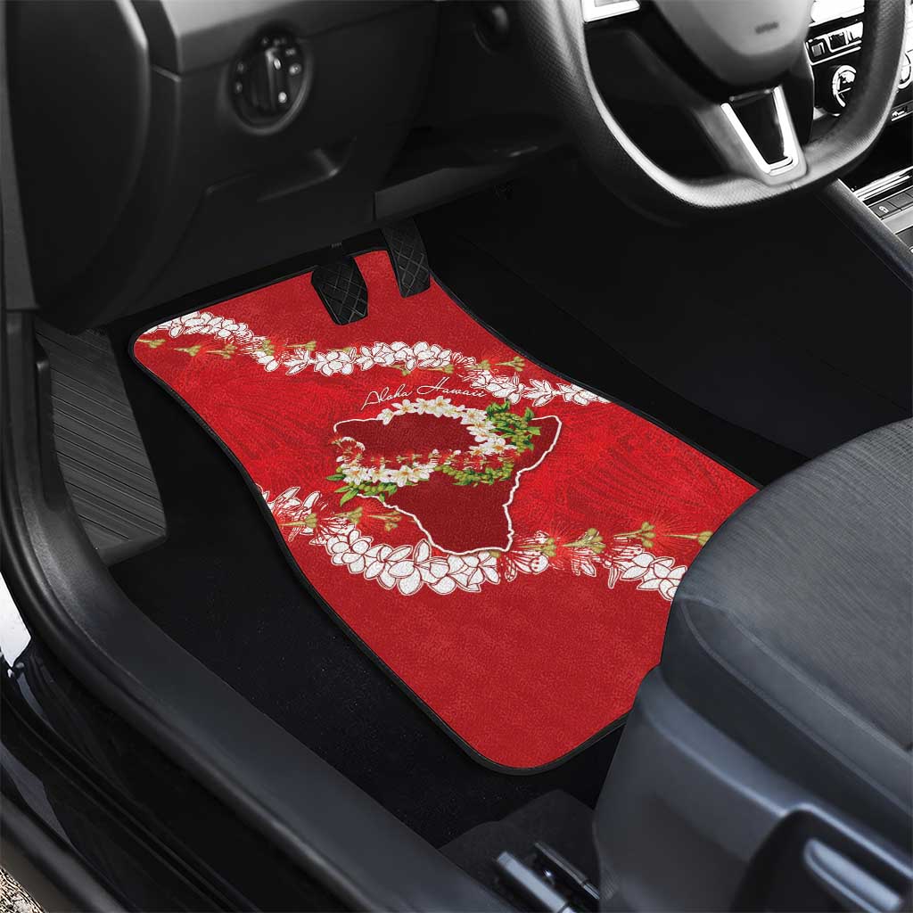 Hawaii Island Flowers Lei Car Mats Ohia Lehua Scarlet Red