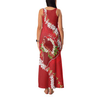 Hawaii Island Flowers Lei Family Matching Tank Maxi Dress and Hawaiian Shirt Ohia Lehua Scarlet Red LT7 - Polynesian Pride