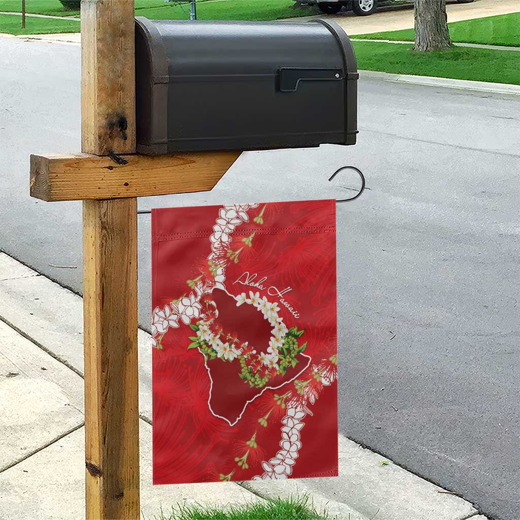 Hawaii Island Flowers Lei Garden Flag Ohia Lehua Scarlet Red