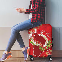 Hawaii Island Flowers Lei Luggage Cover Ohia Lehua Scarlet Red