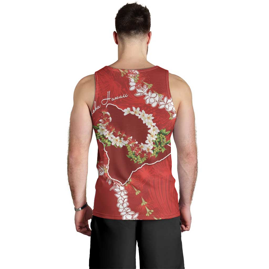 Hawaii Island Flowers Lei Men Tank Top Ohia Lehua Scarlet Red