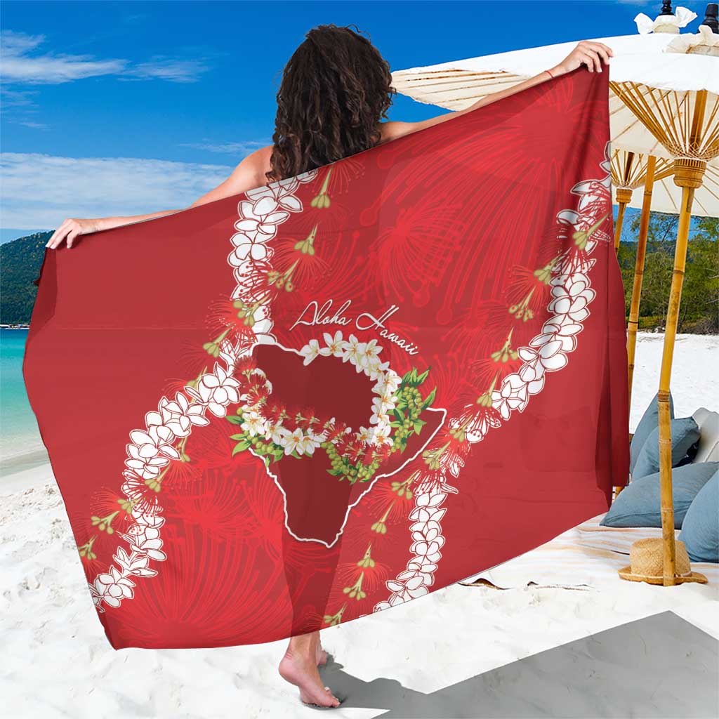 Hawaii Island Flowers Lei Sarong Ohia Lehua Scarlet Red