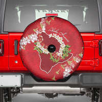 Hawaii Island Flowers Lei Spare Tire Cover Ohia Lehua Scarlet Red