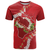 Hawaii Island Flowers Lei T Shirt Ohia Lehua Scarlet Red