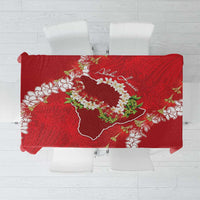Hawaii Island Flowers Lei Tablecloth Ohia Lehua Scarlet Red