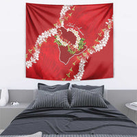 Hawaii Island Flowers Lei Tapestry Ohia Lehua Scarlet Red