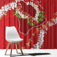 Hawaii Island Flowers Lei Window Curtain Ohia Lehua Scarlet Red