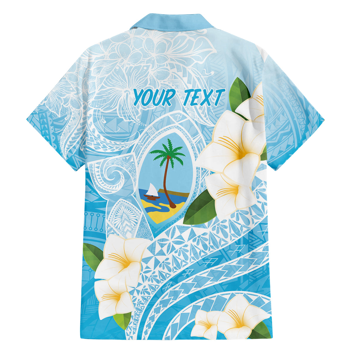 Guam Chamorro Guasali Flowers Family Matching Summer Maxi Dress and Hawaiian Shirt Aqua Gradient