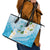 Guam Chamorro Guasali Flowers Leather Tote Bag Aqua Gradient LT7