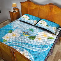 Guam Chamorro Guasali Flowers Quilt Bed Set Aqua Gradient LT7