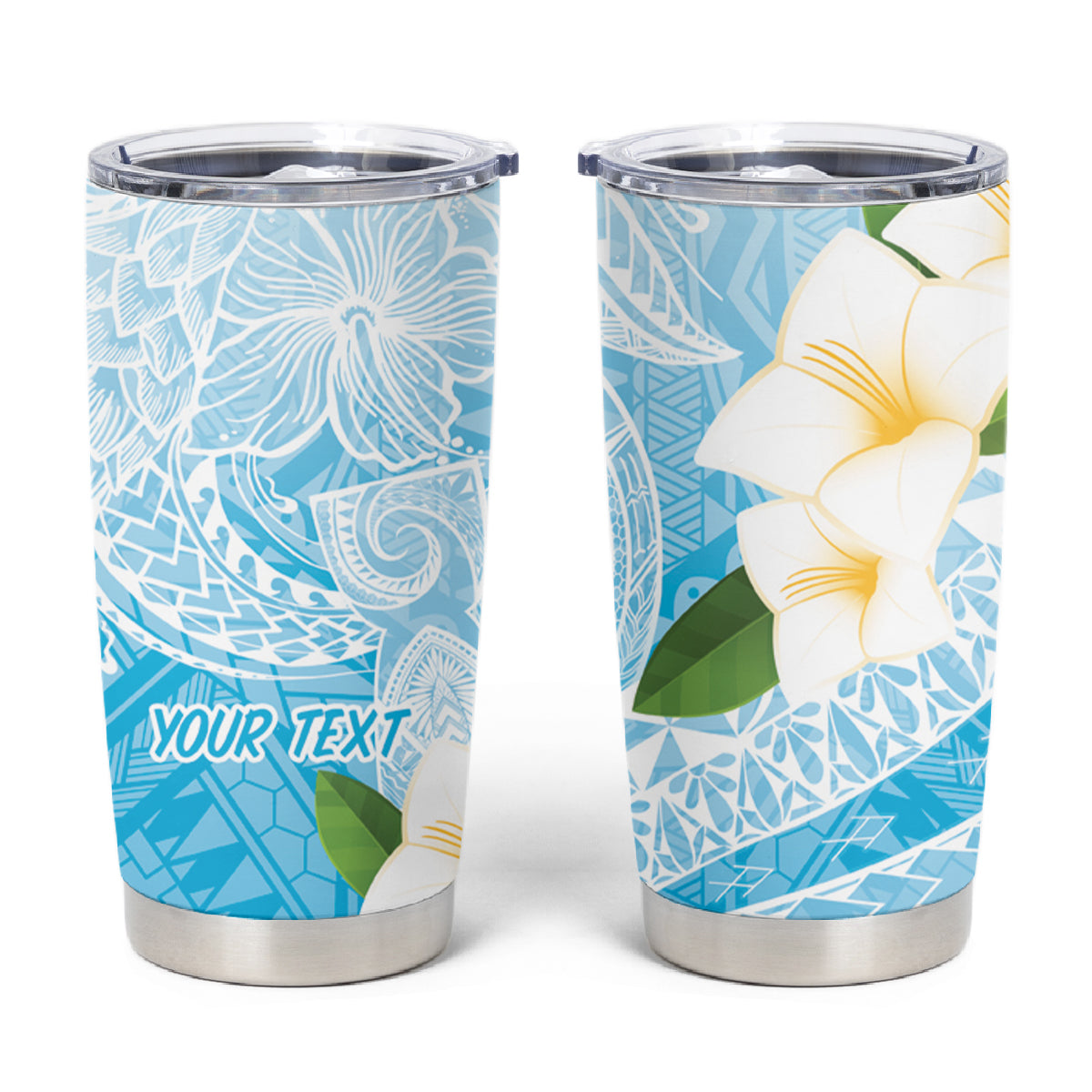 Guam Chamorro Guasali Flowers Tumbler Cup Aqua Gradient LT7