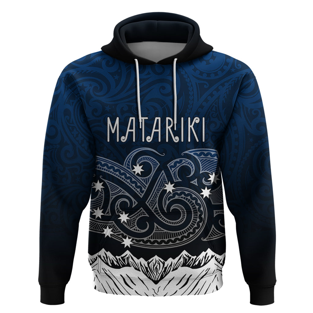 Personalised New Zealand Hoodie Matariki Maori Patterns Gradient LT7 Black - Polynesian Pride