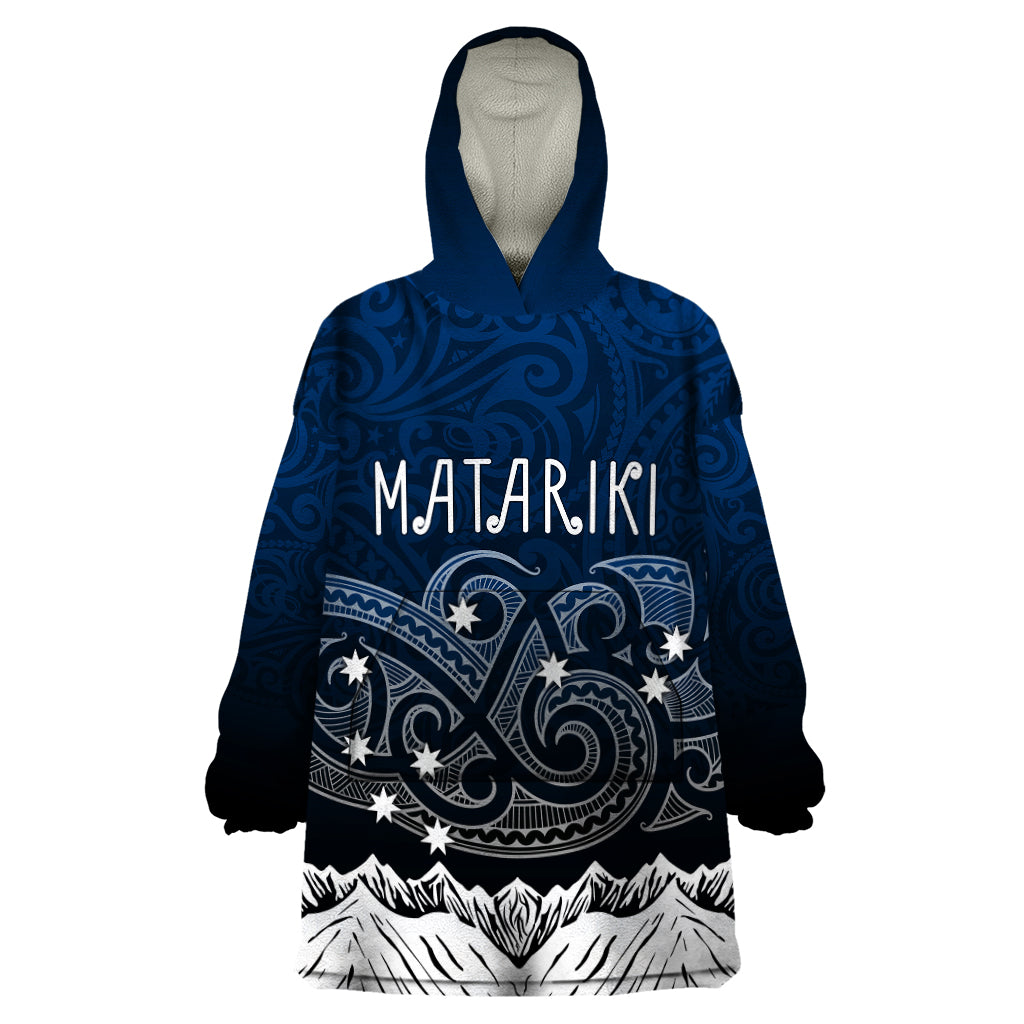 Personalised New Zealand Wearable Blanket Hoodie Matariki Maori Patterns - Gradient LT7 One Size Black - Polynesian Pride