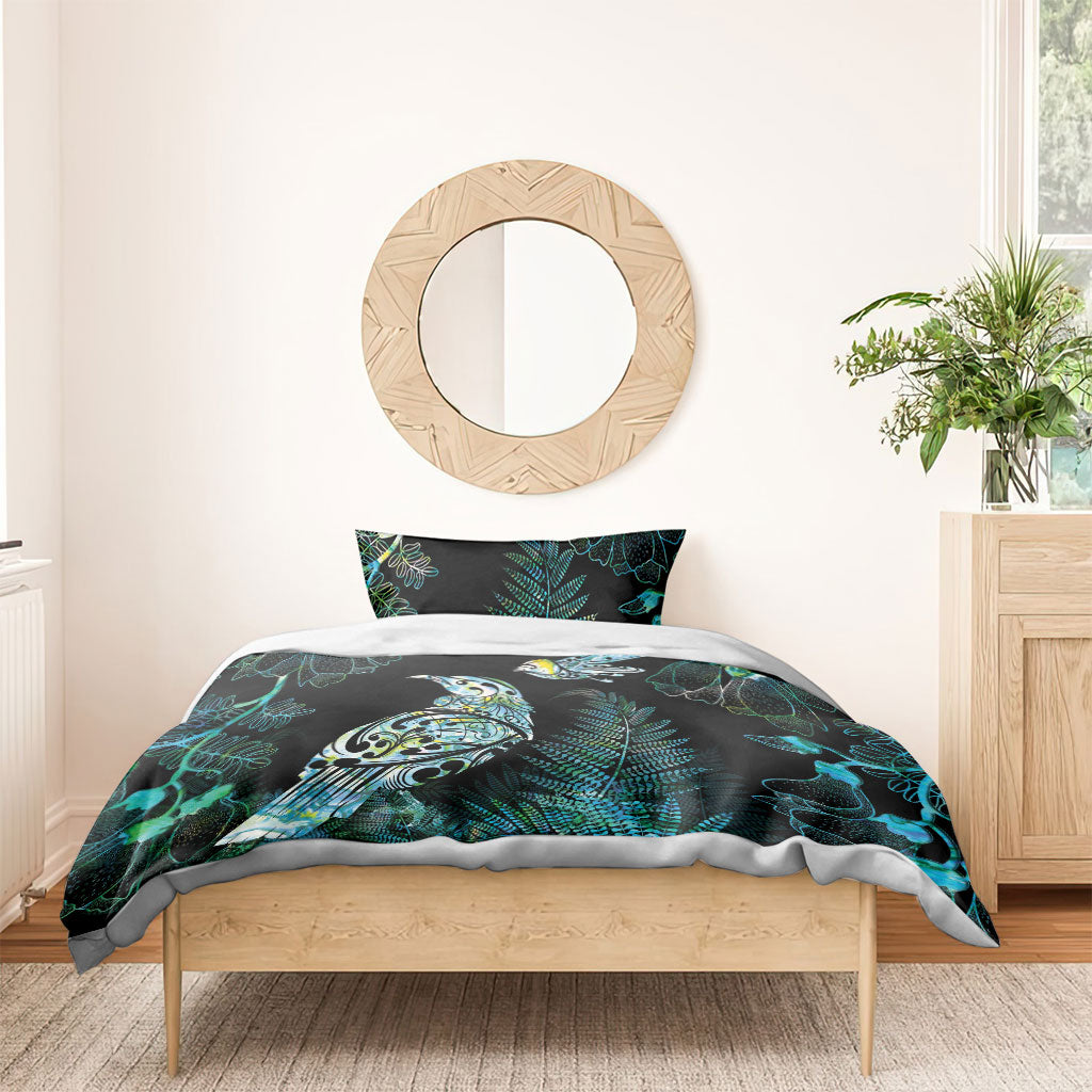 Aotearoa Maori Mahuru Bedding Set Spring Time - Paua Shell Green LT7 - Polynesian Pride