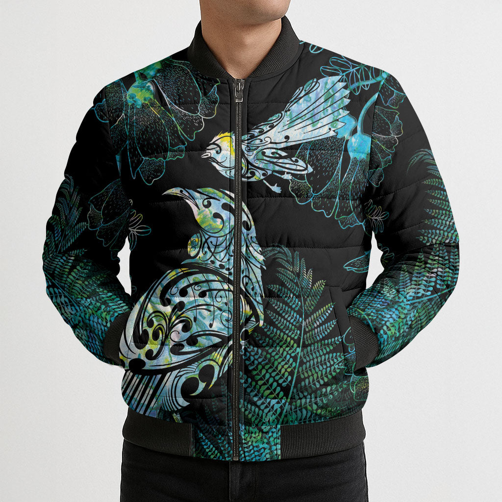 Aotearoa Maori Mahuru Bomber Puffer Jacket Spring Time - Paua Shell Green LT7 - Polynesian Pride