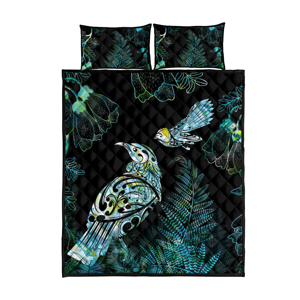 Aotearoa Maori Mahuru Quilt Bed Set Spring Time - Paua Shell Green LT7 - Polynesian Pride