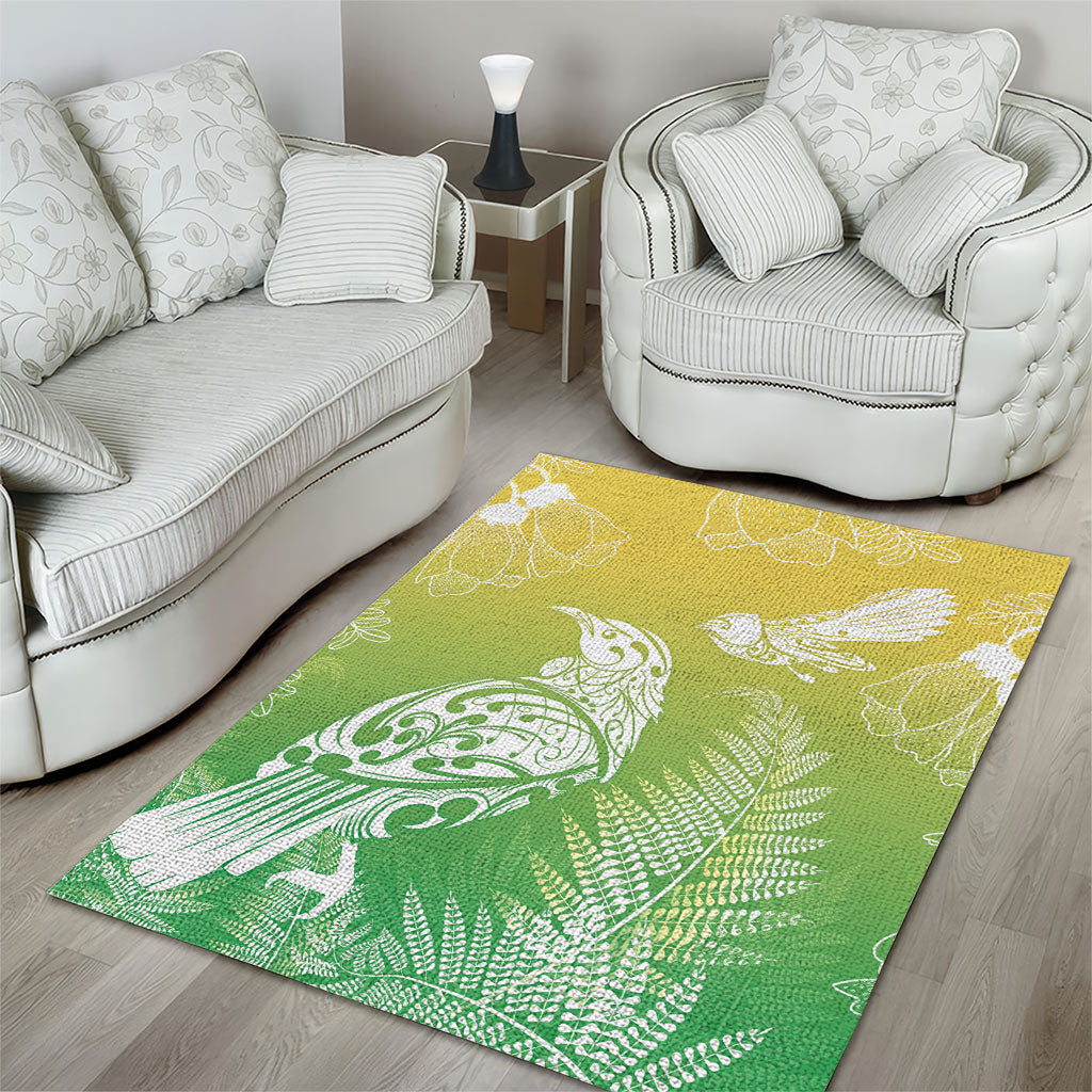 Aotearoa Maori Mahuru Tui With Pikawakawa Area Rug Spring Time LT7 - Polynesian Pride