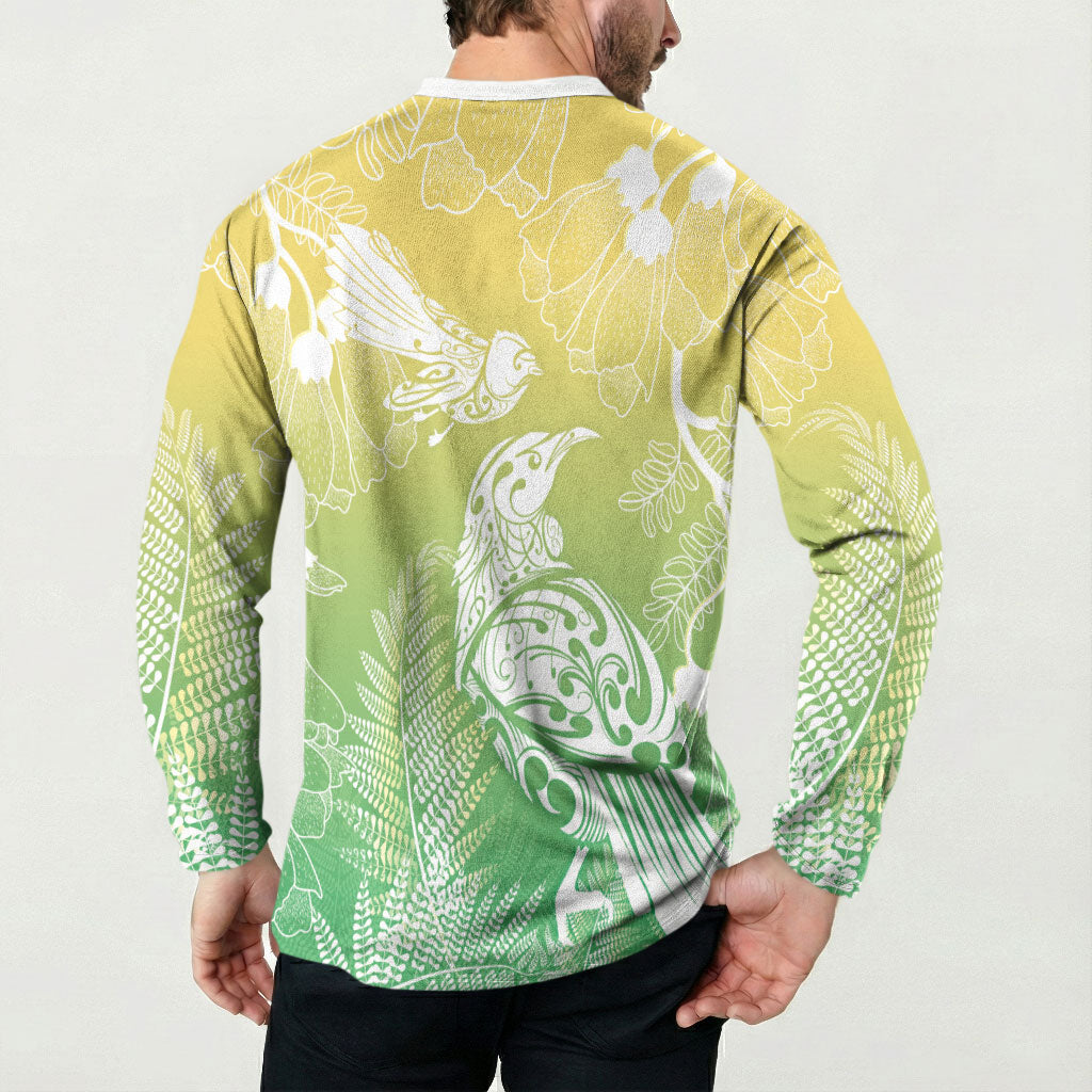 Aotearoa Maori Mahuru Tui With Pikawakawa Button Sweatshirt Spring Time LT7 - Polynesian Pride