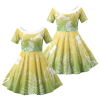 Aotearoa Maori Mahuru Tui With Pikawakawa Family Matching Short Sleeve Bodycon Dress and Hawaiian Shirt Spring Time LT7 Daughter's Dress Green - Polynesian Pride