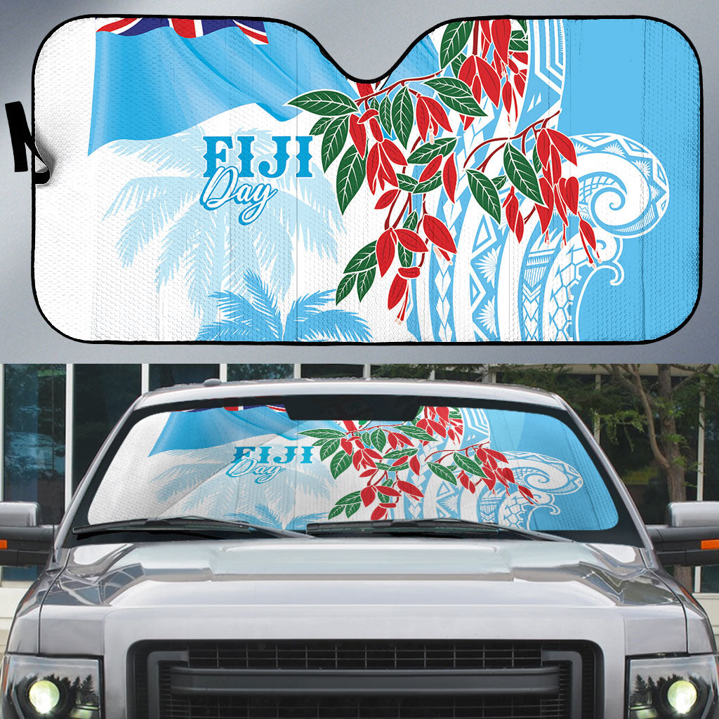 Bula Fiji Day Tagimaucia Palms Auto Sun Shade Toso Mai Viti LT7 Turquoise - Polynesian Pride