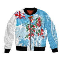 Bula Fiji Day Tagimaucia Palms Bomber Jacket Toso Mai Viti LT7 Unisex Turquoise - Polynesian Pride
