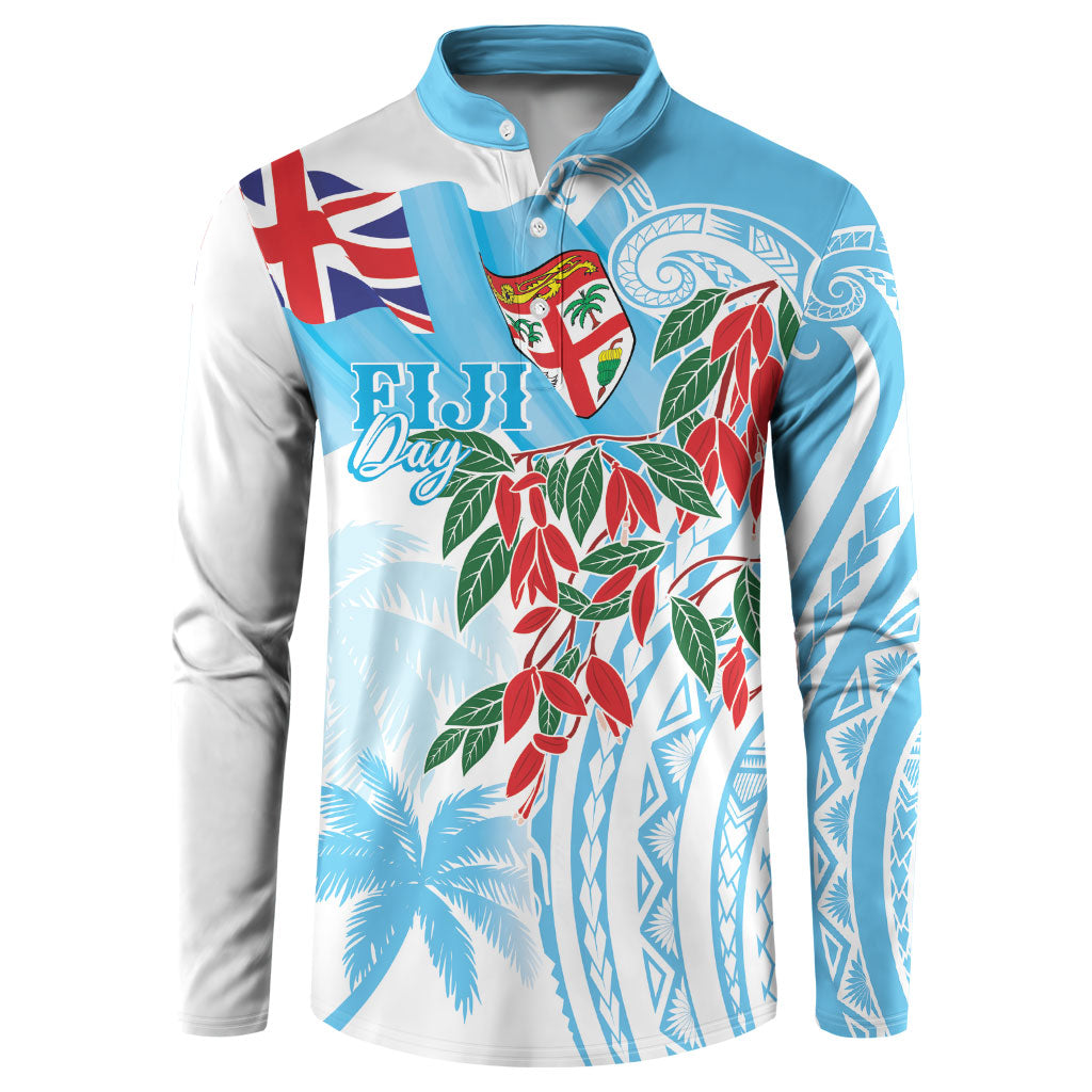 Bula Fiji Day Tagimaucia Palms Button Sweatshirt Toso Mai Viti LT7 Turquoise - Polynesian Pride