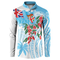 Bula Fiji Day Tagimaucia Palms Button Sweatshirt Toso Mai Viti LT7 Turquoise - Polynesian Pride