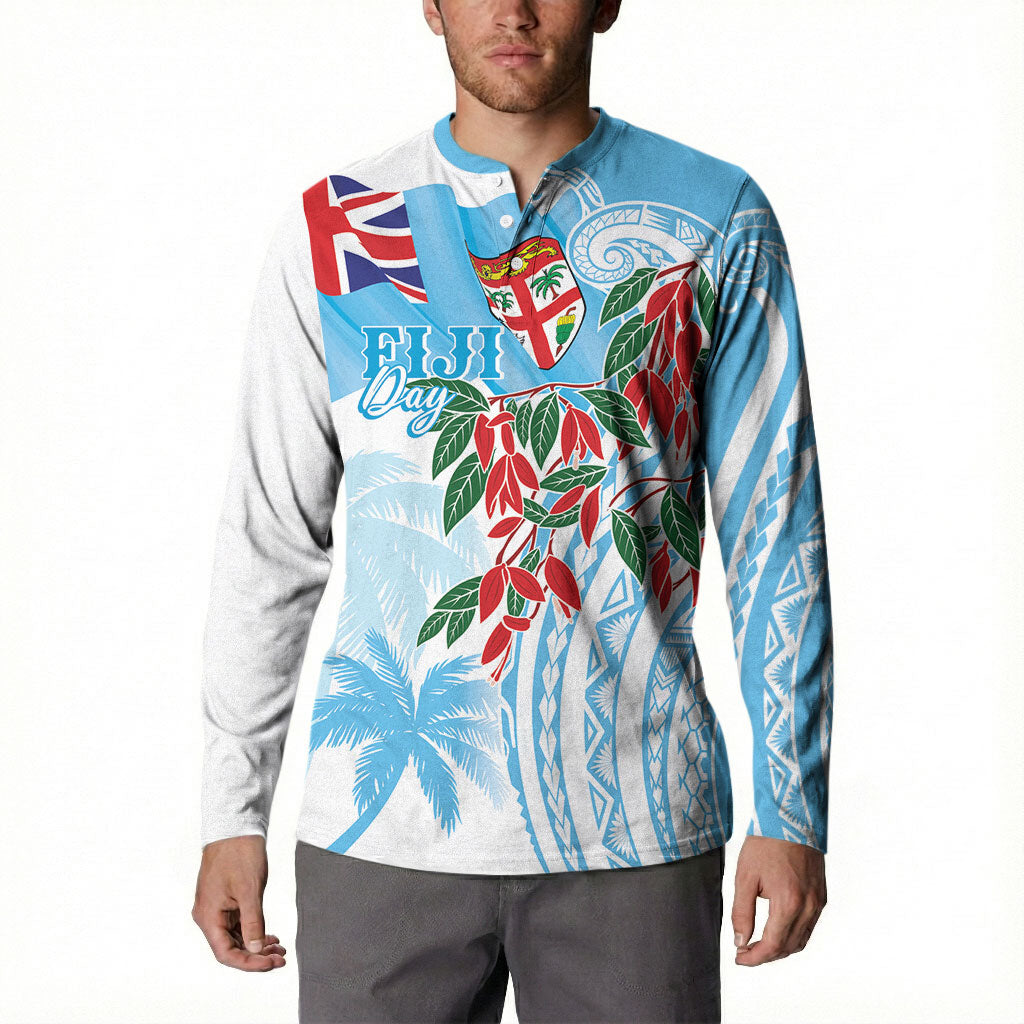 Bula Fiji Day Tagimaucia Palms Button Sweatshirt Toso Mai Viti LT7 - Polynesian Pride