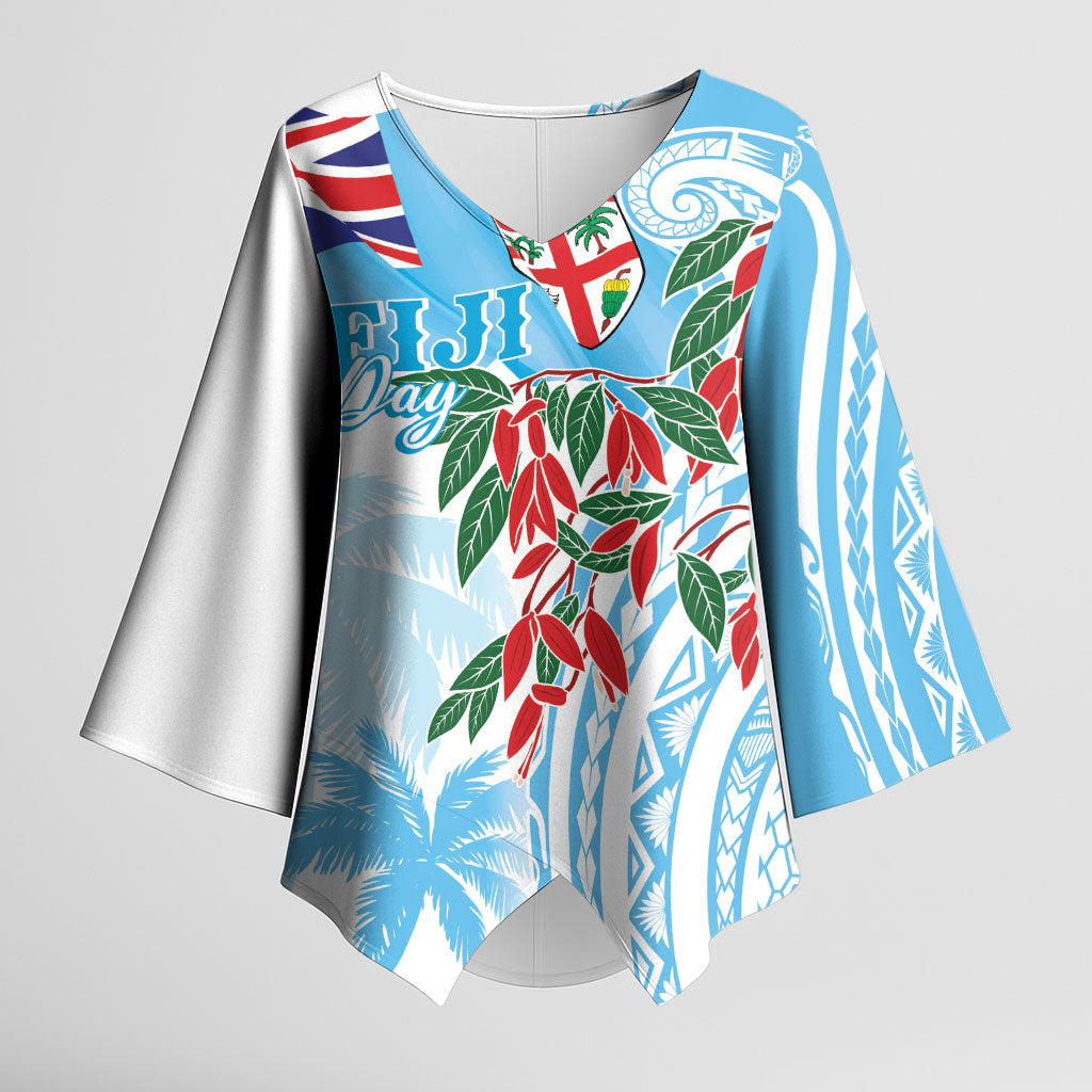 Bula Fiji Day Tagimaucia Palms Kimono Sleeve Blouse Toso Mai Viti LT7 Female Turquoise - Polynesian Pride