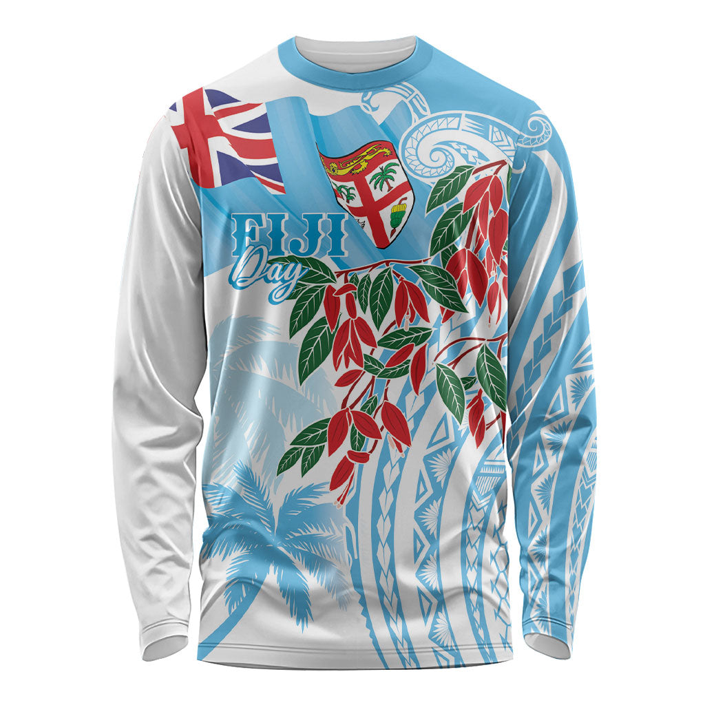 Bula Fiji Day Tagimaucia Palms Long Sleeve Shirt Toso Mai Viti LT7 Unisex Turquoise - Polynesian Pride