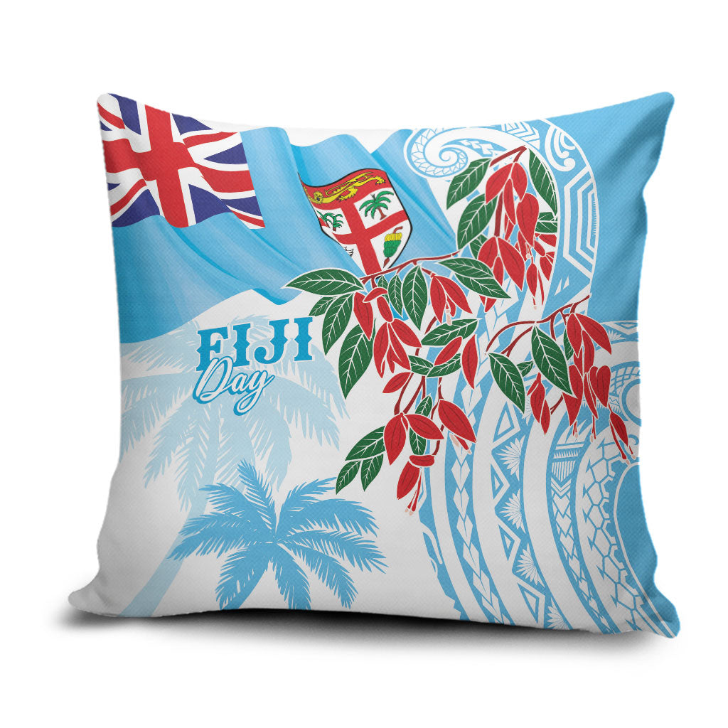 Bula Fiji Day Tagimaucia Palms Pillow Cover Toso Mai Viti LT7 Turquoise - Polynesian Pride