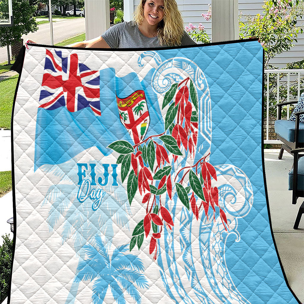 Bula Fiji Day Tagimaucia Palms Quilt Toso Mai Viti LT7 Turquoise - Polynesian Pride