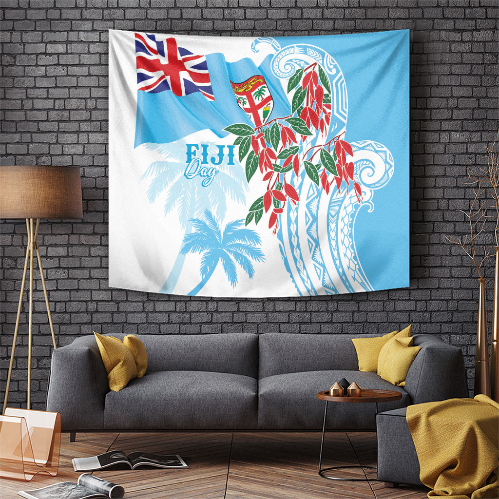 Bula Fiji Day Tagimaucia Palms Tapestry Toso Mai Viti LT7 Turquoise - Polynesian Pride