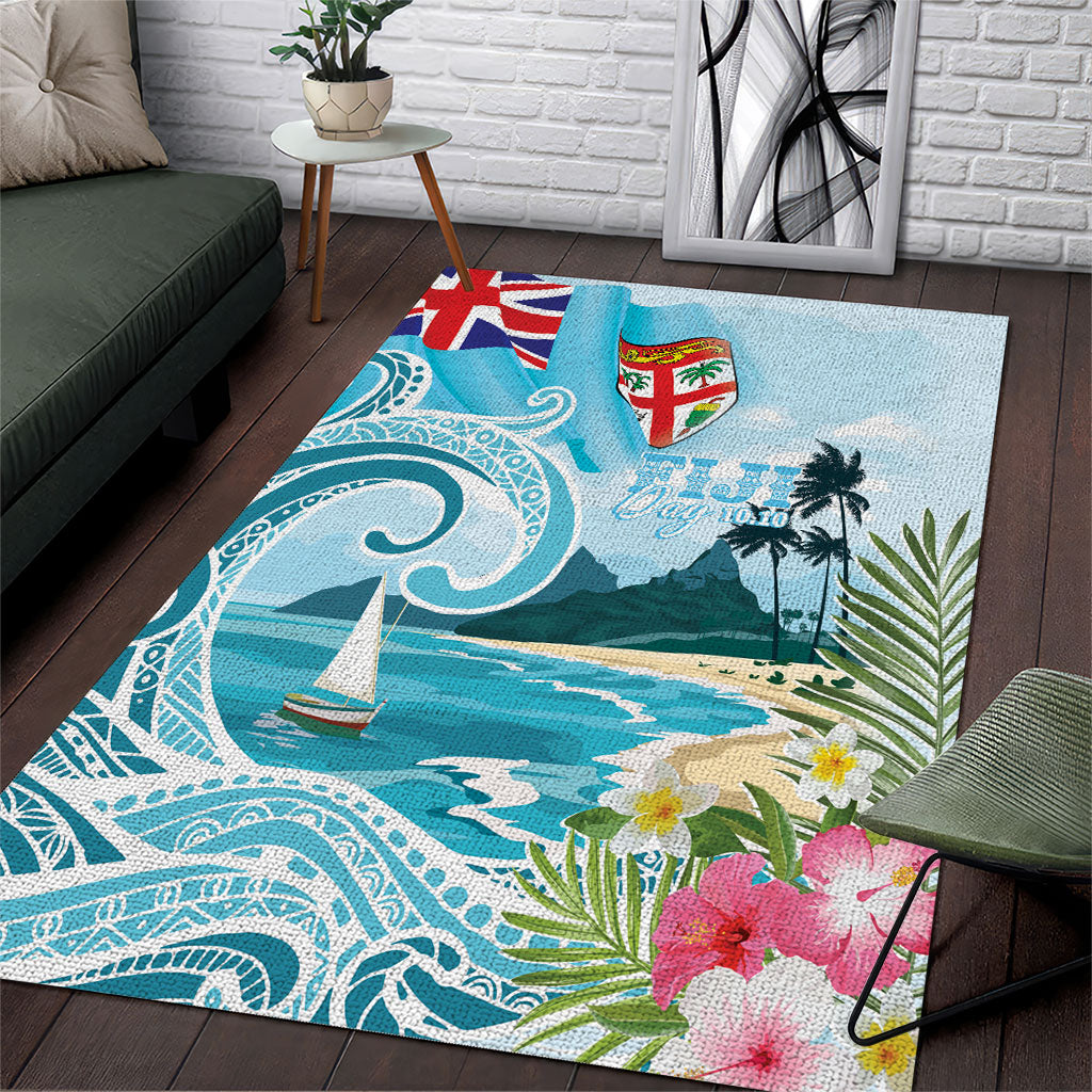 Bula Fiji Seascape Area Rug Fiji Day - Islands Heritage LT7 Multicolor - Polynesian Pride